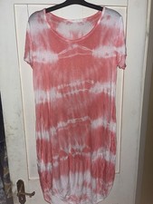 New - Made In Italy Tie Dye Effect Coral Summer Dress - One Size Fits All