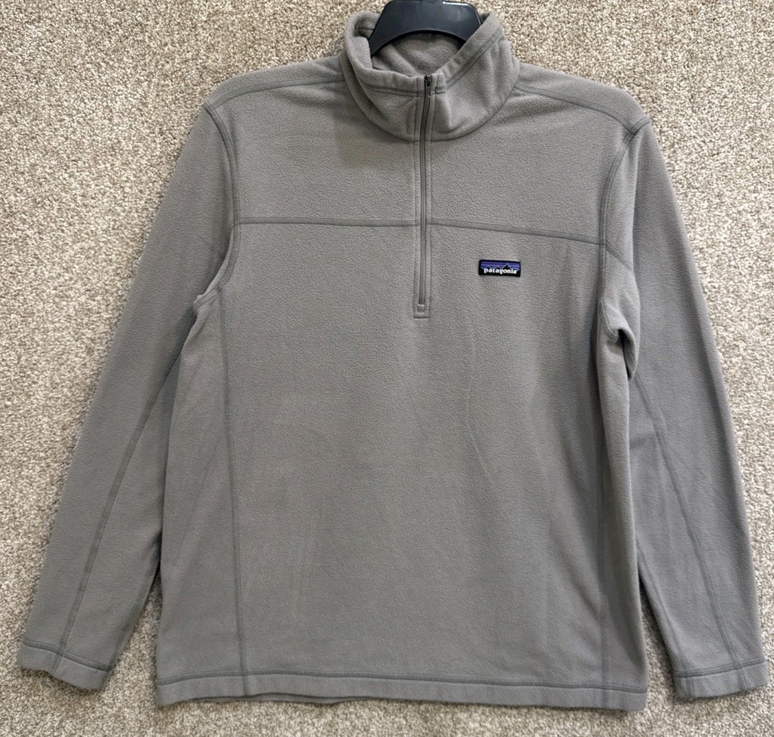 Patagonia Men's Large Gray Micro D 1/4 Zip Fleece Pullover for Hiking 26176