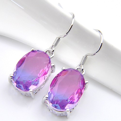Set Gioielli Taglio Ovale Viola Mistica Tormalina Argento Collana Ciondolo - Foto 4 di 6