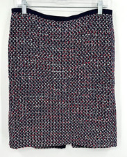 Talbots Skirt 10 Nautical Tweed Pencil Straight Career Classic Lined Zip Navy