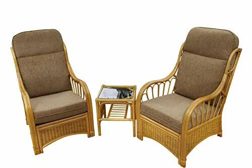 Sorrento Cane Conservatory Furniture Duo Set 2 Chairs and a Side