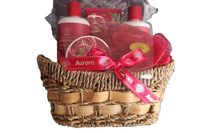 AURORA Geschenkset fürs Bad 5 tlg. Pomegranate (Granatapfel) im Korb