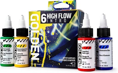 Golden High Flow Acrylic Ink Liquid Fluid Paint 6 x 30 ml: Intro Set: 0000068-0