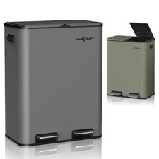 MAXCRAFT Poubelle 60L Acier Cuisine Fermeture en Douceur Recyclage Couvercle
