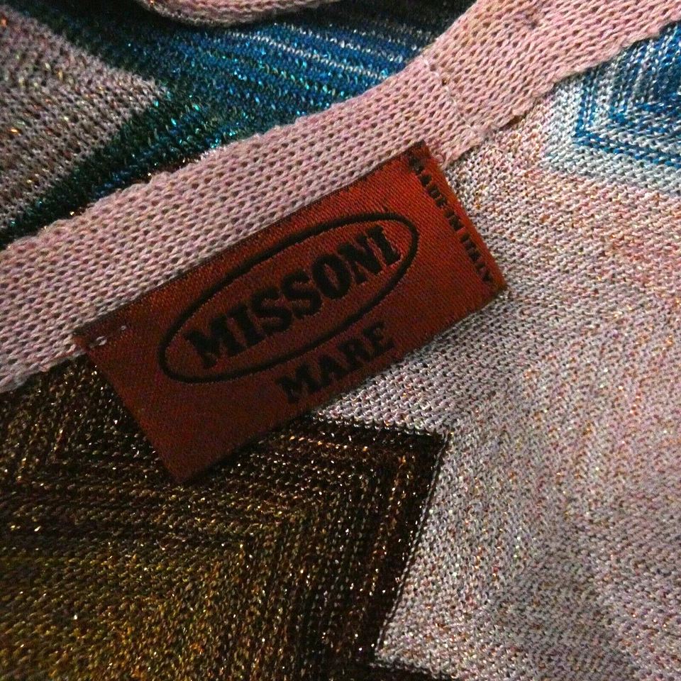 Missoni Jumpsuit Zig Zag Knitted Pink Shiny Lurex Relaxed Resort IT 38 UK 8 — 第 3/4 张图片