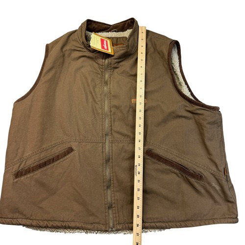 Wrangler Hero Vest Men's 3XL Brown Sherpa Lined Canvas Full Zip Western Outdoor - Picture 8 of 15