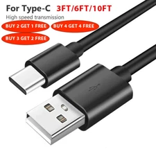 3/6/10ft USB Cable Type C Fast Charger For Samsung Galaxy S8 S9 S10 S20 Note 9