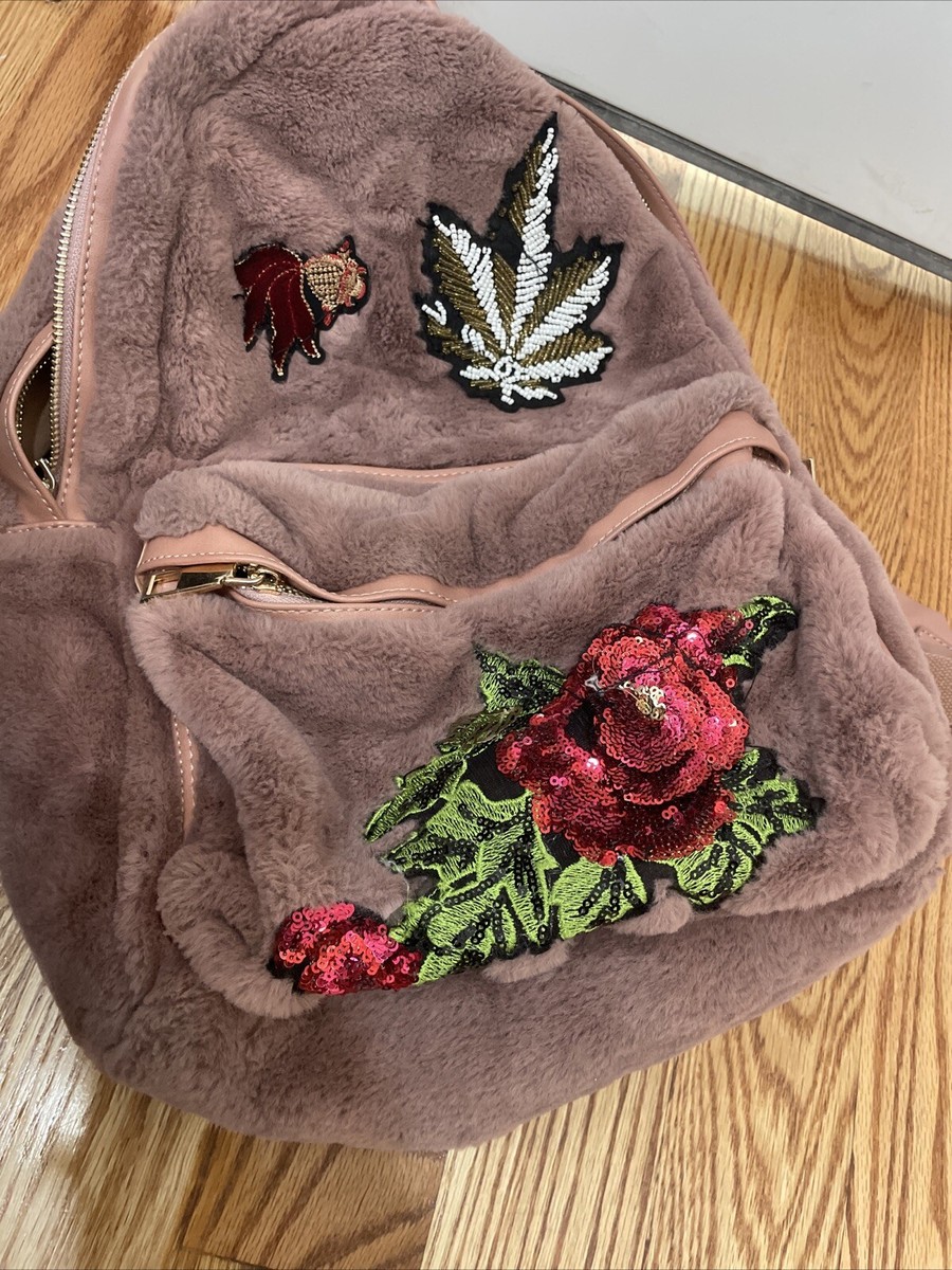 Super Soft Italian Faux Fur Backpack, NWT-Boutique Italian Fur Backpack- A & M Italy- Super soft Mauve Color  main image 4