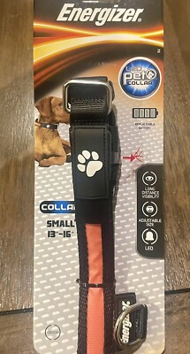 ENERGIZER LED Safety Dog Pet Adjustable Collar Battery Orange Small 13''- 16'' NEW