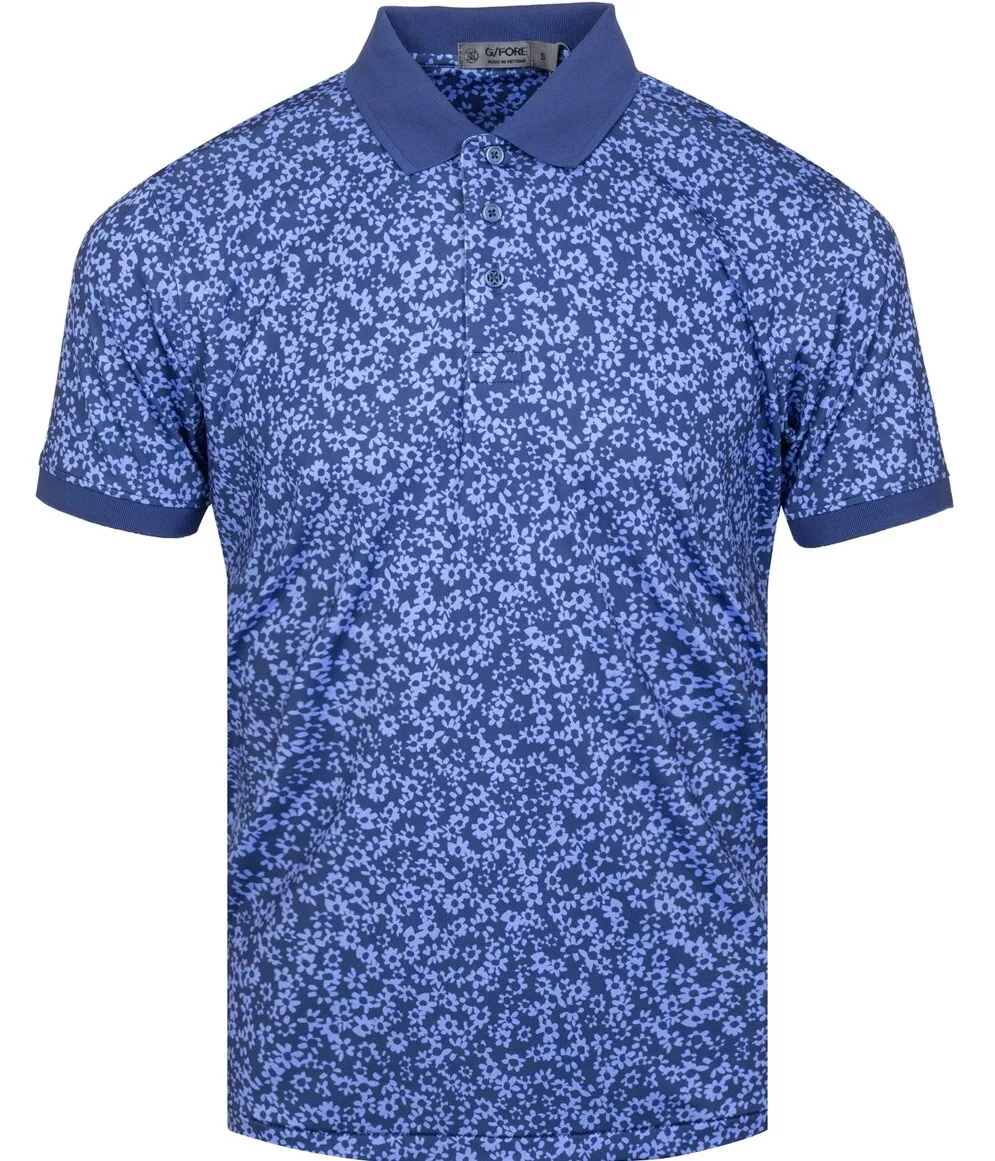 G Fore G4 Golf Shirt Polo Floral Print XL Blue DNUBE Polyester NWT