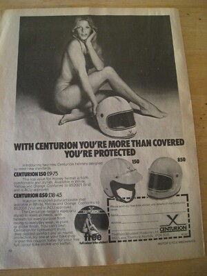 CENTURION HELME YOU'RE PROTECTED 1976 WERBUNG A4 AKTE 40