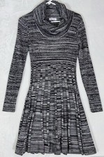 Calvin Klein Sweater Dress Womens S Heather Gray Ribbed Fit Flare Career Classic
