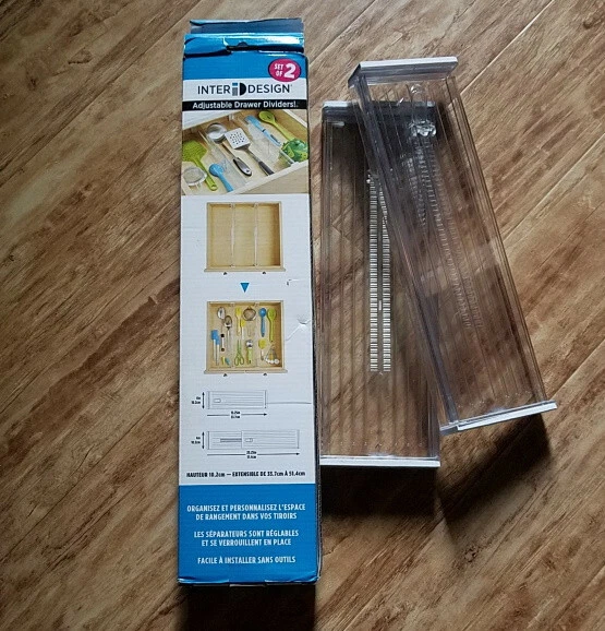 InterDesign Clear Adjustable Drawer Dividers Organizer set of 2 - Image 2 of 4