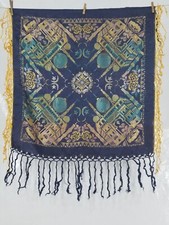 Vintage gorgeous WWll Taj Mahal Silk satin Piano Shawl 1940s scarf 83x80cm