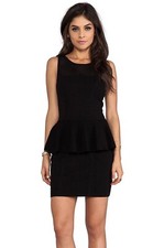 Milly New York Knitted Peplum Exposed Back Zipper Black Dress Size Medium