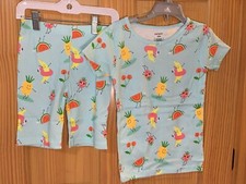New Carter's Girls Pineapple Pajama Set Snug fit Short Sleeve Shorts Blue U pick
