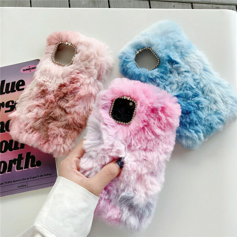 Bling Bunny Rabbit Fur Plush Fuzzy Fluffy Phone Case for iPhone 11 Pro XS Max 12 - Image 3 of 4