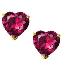 0.50 - 3.00 CARAT 14K SOLID YELLOW GOLD HEART RUBY SCREW BACK STUD EARRINGS