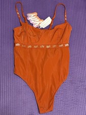 YITTY Spotlight Shaping Demi Cup Thong Bodysuit Size M Shimmered Baddest Brown