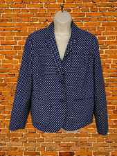 GAP NAVY SPOT JACKET BLAZER SIZE UK 18 COTTON BLEND WOMENS SHORT MODERN COAT