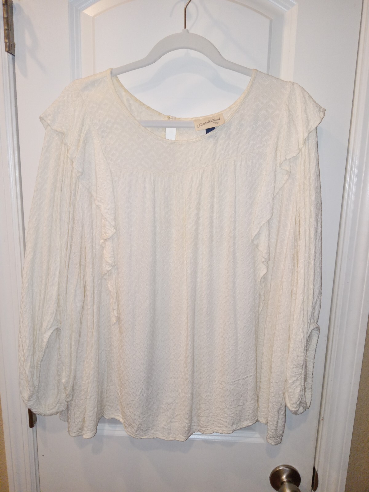 Universal Thread Cream Ruffled Blouse Peasant Top… - image 3