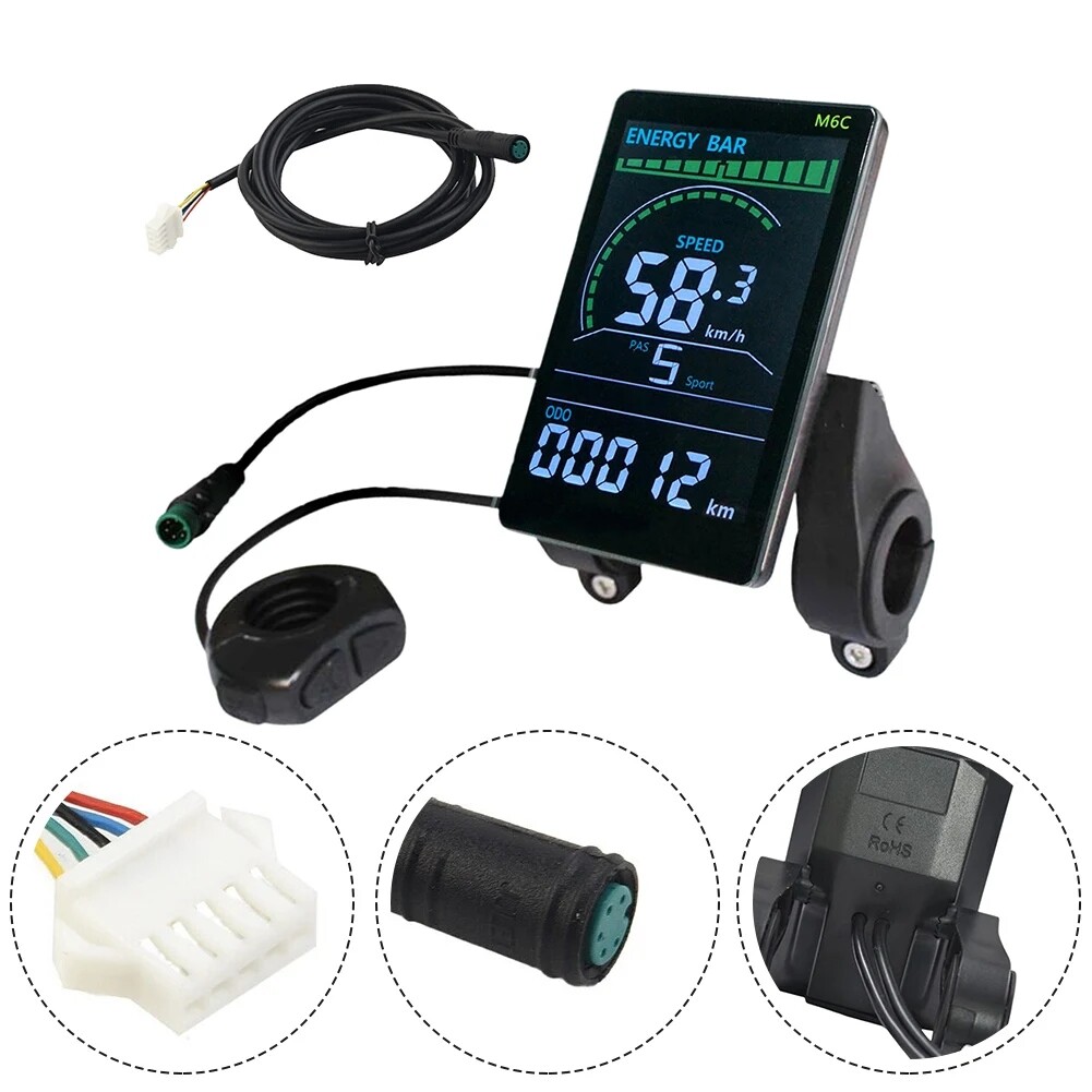 M6C Electric Bike Colorful Display LCD Screen with SM/WP Plug For