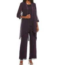 Mother of Bride Groom Wedding Women's Church Occasion3PC duster pant suit size L