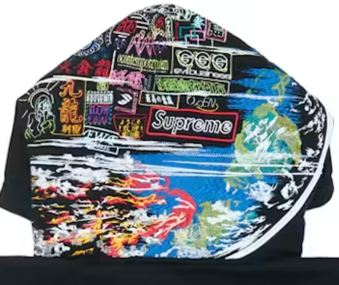 【新品】Supreme man globe Supreme Globe Zip Up Hooded Sweatshirt Black Men's Size M