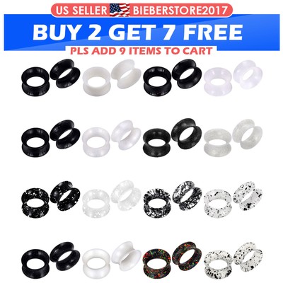 2Pcs Ear Tunnel Plugs Silicone Soft Ear Gauges Expander Flexible Double Flared