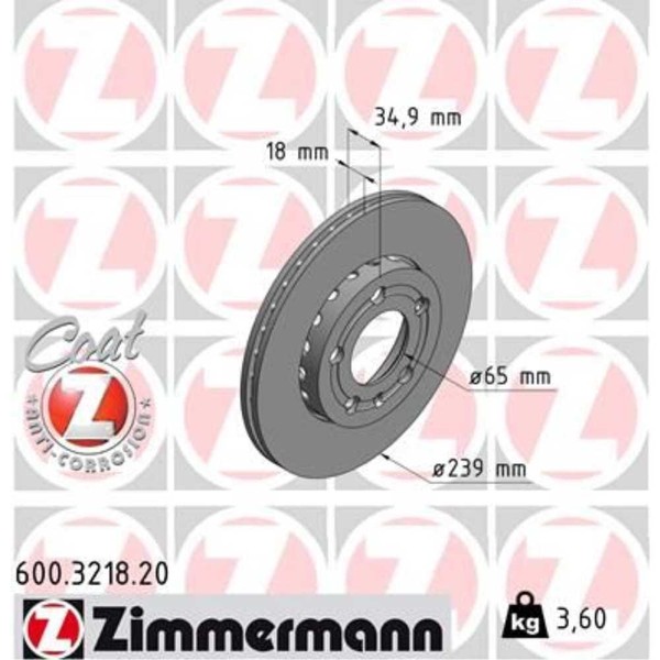 Zimmermann 2X Bremsscheibe Vorne Ø239 Mm AußEnbelüFtet FüR VW Polo 9N_ 1.2 12V-image