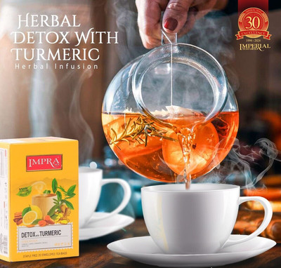 CEYLON HERBAL TEA DETOX WITH TURMERIC GINGER & LEMON INFUSION GREEN TEA BAGS