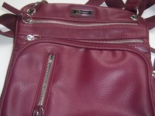 Liz Claiborne Cross Body Purse Maroon with Many Pockets Vintage
