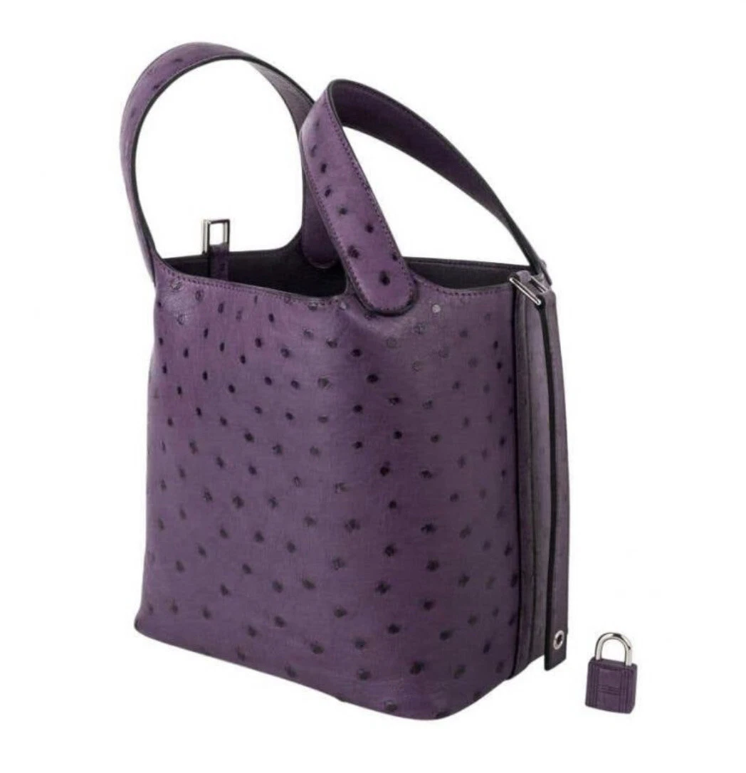 Hermès Picotin Lock 18 In Violine Ostrich Leather With Palladium Hardware  in Purple