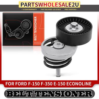 Serpentine Belt Tensioner Pulley For Ford Bronco, F150, F250, E150-E350 Vans - Silver/Black