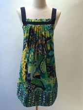EUC Zara Basic, Women's dress, SQUARE NECKLINE, TROPICAL print DRESS, sz S,Green