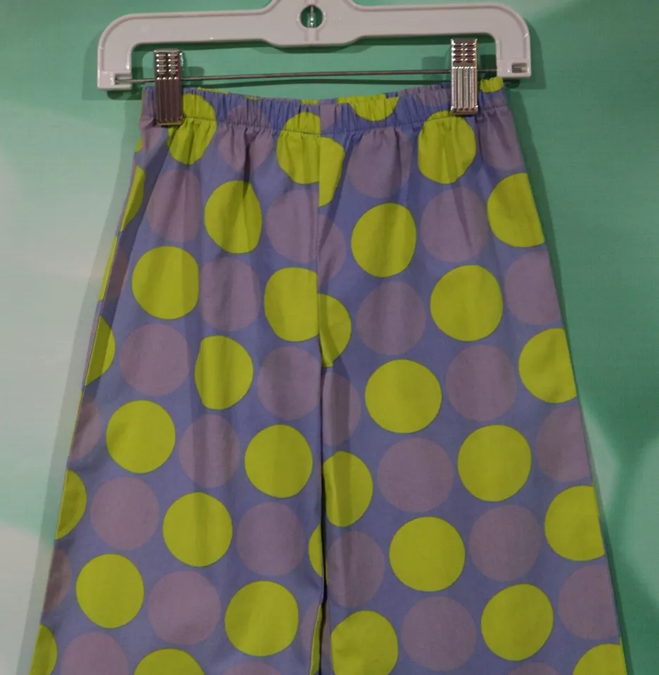 Greggy Girl Vintage Size 5 Purple Lime Green Polka Dot Elastic Waist Capri Pants - Image 2 of 4
