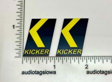 Kicker Speaker Badge 1-1/4" Black/Yellow Pair Logo Emblem Custom Made Aluminum