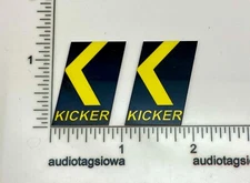 Kicker Speaker Badge 1-1/4" Black/Yellow Pair Logo Emblem Custom Made Aluminum