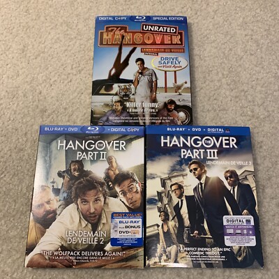 The Hangover Movie Trilogy Lot of 3 Blu-Ray DVD Set 6 Disc Bradley Cooper