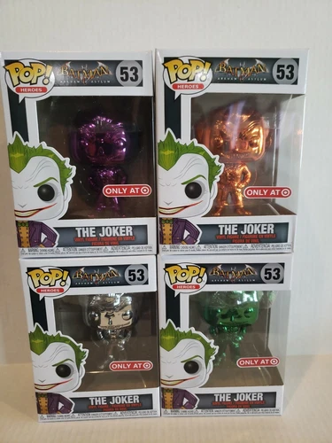 Funko Pop! Batman Arkham Asylum THE JOKER #53  CHROME Target Exclusive Set Of 4