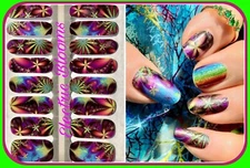 Color Nail Polish Strips, 16ct. CLASSY CLAWS & CCN.  CUSTOM ElECTRIC BLOOMS