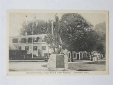 Plymouth, Massachusetts MA ~ Massasoit Statue Indian Friend of Pilgrims 1940 b/w