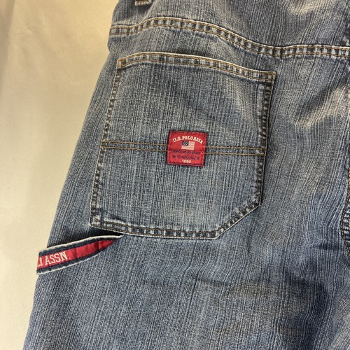 US Polo Assn Vintage Medium Wash Blue Carpenter Denim Jean Shorts Men's Size 40 - Picture 17 of 21