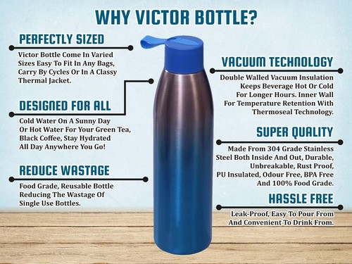 750ml Stainless Steel Vaccum Insulated Water Bottle For Office Travel GYM Gift - Picture 12 of 16