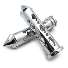 Chrome Spike Grip 7/8" CNC For Suzuki Honda Kawasaki Yamaha Sportbike Handle Bar