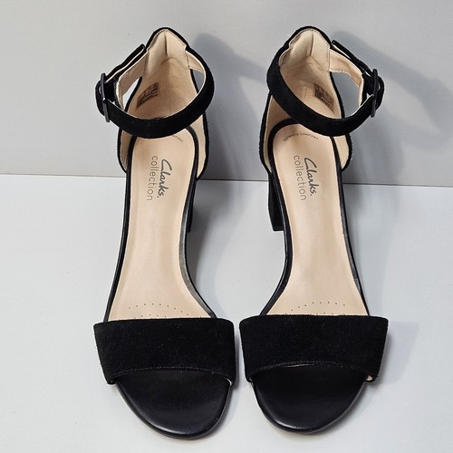 Clarks Collection Sandalen Damen 10M Deva Mae Absatz schwarz Wildleder Schuhe - Bild 3 von 12