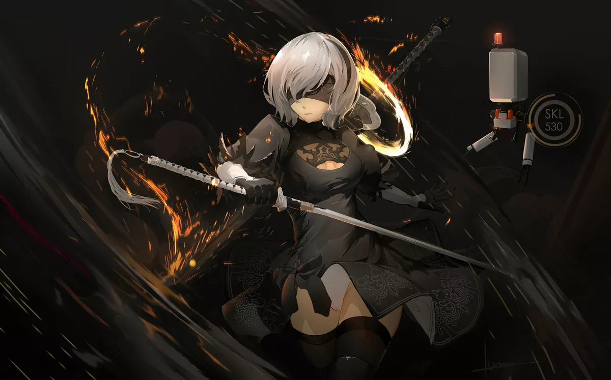 Nier Automata 2B Nier Automata Sword Anime Matte Finish Poster