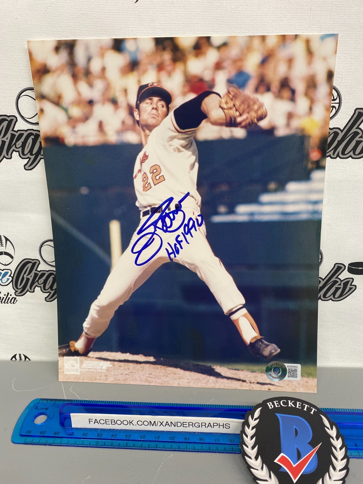 BALTIMORE ORIOLES ALL-STAR HOF HALL OF FAME Autographed Signed PITCHER JIM PALMER HOF 1990 8X10 BASEBALL PHOTOGRAPH-BECKETT BAS COA 