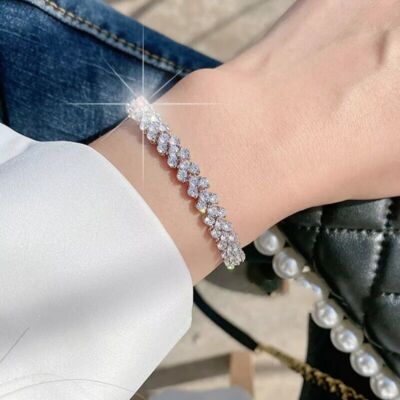 Caimeytie Bracciale Donna A Forma Di Cuore Con Zirconi - Regalo Elegante In Rame E Cristallo, Lunghezza 19 Cm - 3