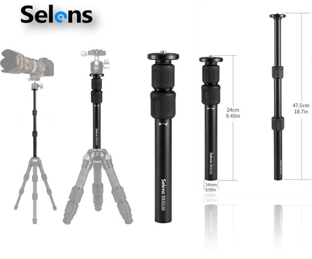 Aluminum Alloy Tripod Extension Tube Pole 3Section Tripod Center Column